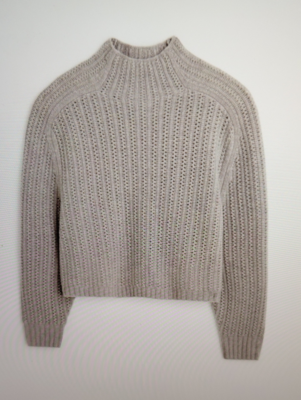 Madewell NWT Pointelle Stitch Mockneck Wool Crop Sweater Gray XXS NU915